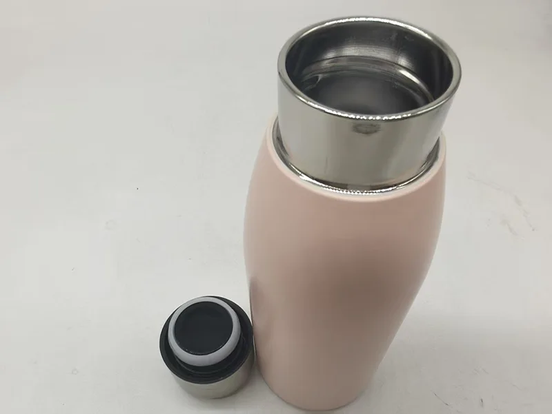 Pink Thermos Flask with stainless steel body and vacuum insulation design